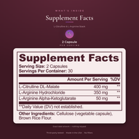 L-Citrulline & L-Arginine Stack — Supplement Facts