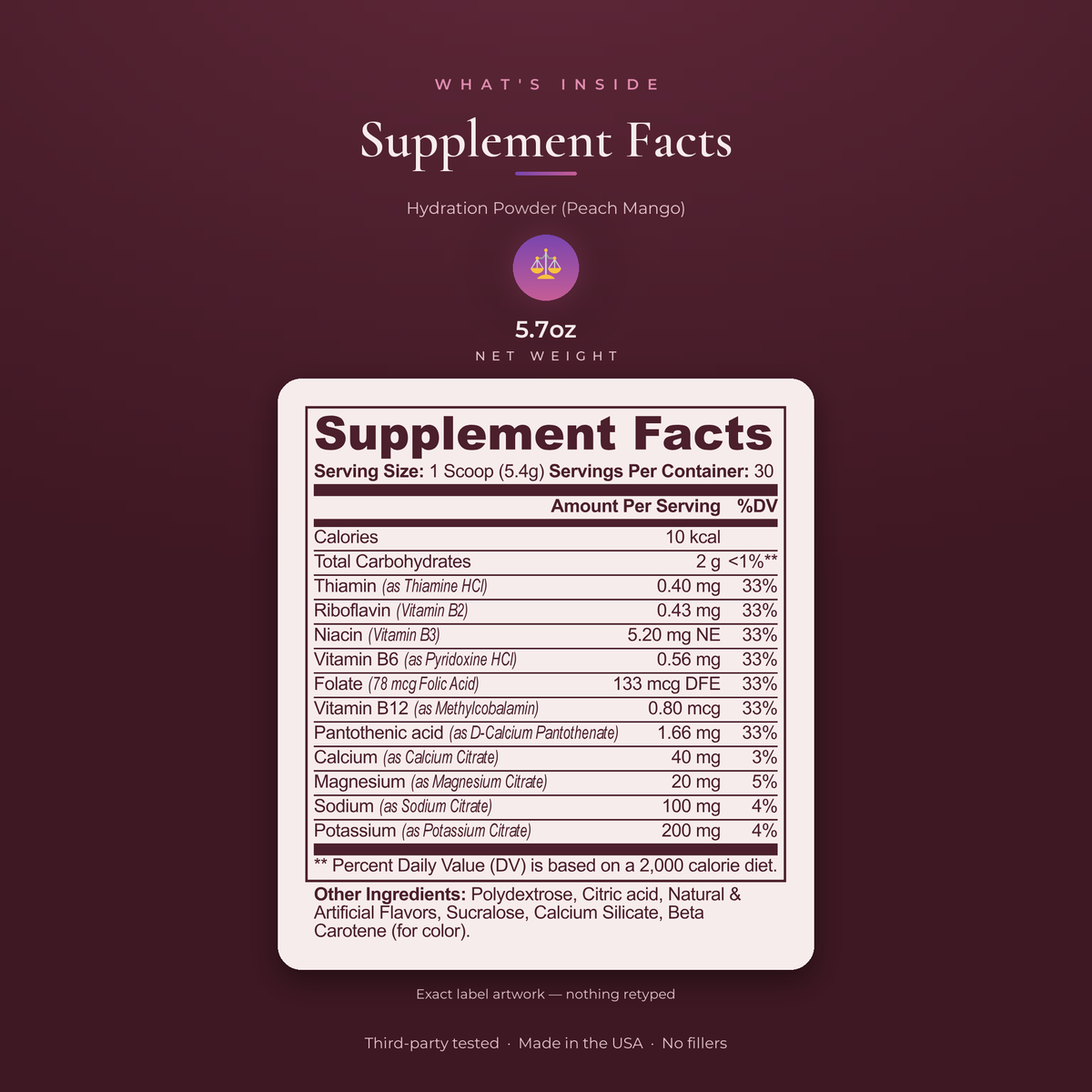 Hydration Powder (Peach Mango) — Austin Bloome product image 2