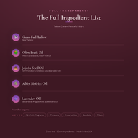 Tallow Cream Peaceful Night — Ingredients