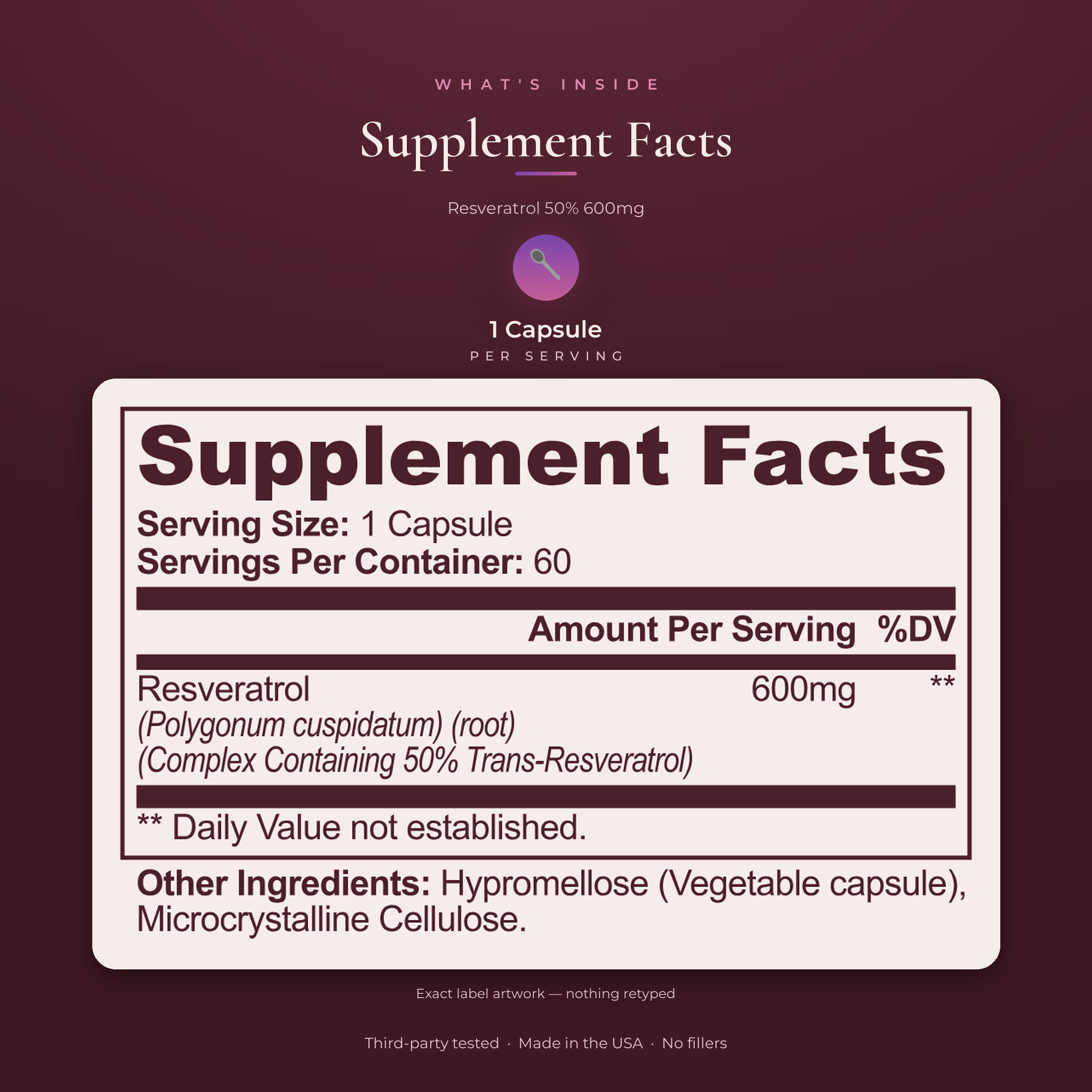 Resveratrol 50% 600mg — Austin Bloome product image 2