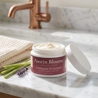 Open jar showing the whipped grass-fed tallow cream texture