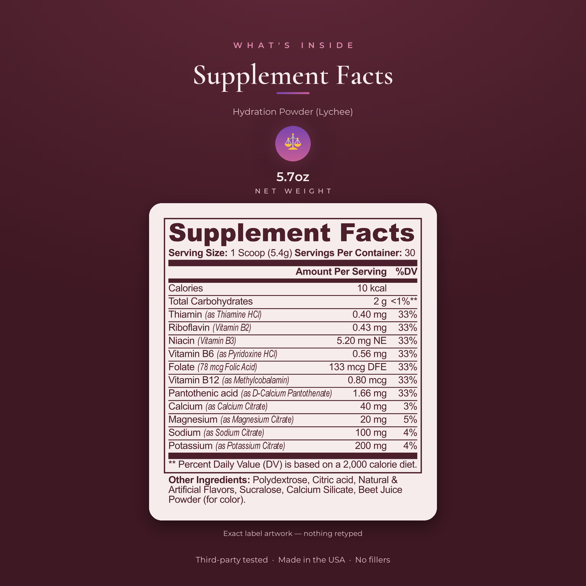 Hydration Powder (Lychee) — Austin Bloome product image 2